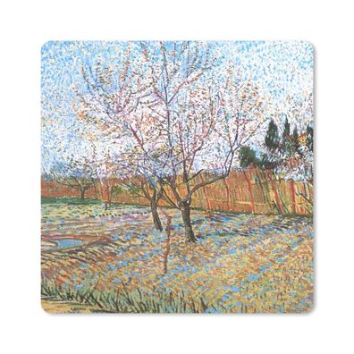 Mauspad - Blühender Pfirsichbaum - Vincent van Gogh - 20x20 cm