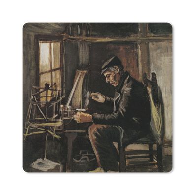 Mauspad - Fadenspinnender Mann - Vincent van Gogh - 20x20 cm