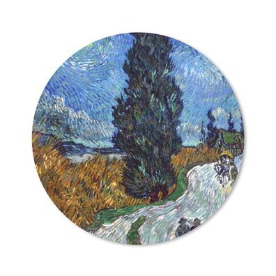 Mauspad - Straße mit Zypresse und Stern - Vincent van Gogh - 20x20 cm
