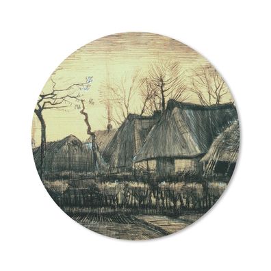 Mauspad - Häuser mit Strohdächern - Vincent van Gogh - 20x20 cm