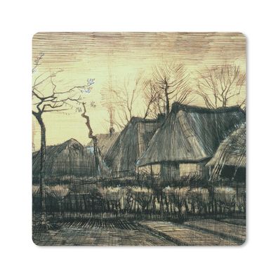 Mauspad - Häuser mit Strohdächern - Vincent van Gogh - 20x20 cm