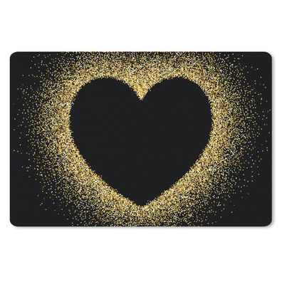 Mauspad - Goldenes Herz auf schwarzem Hintergrund - 27x18 cm