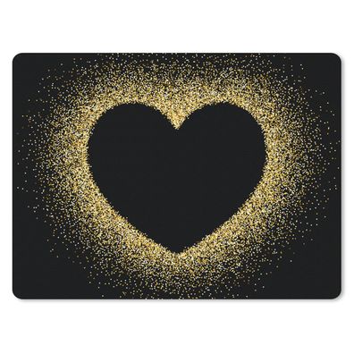 Mauspad - Goldenes Herz auf schwarzem Hintergrund - 23x19 cm