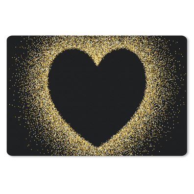 Mauspad - Goldenes Herz auf schwarzem Hintergrund - 27x18 cm