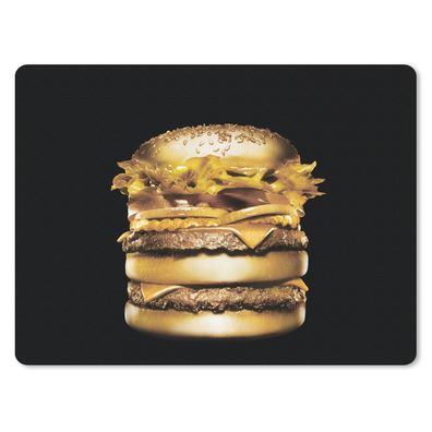 Mauspad - Goldener Hamburger auf schwarzem Hintergrund. - 40x30 cm
