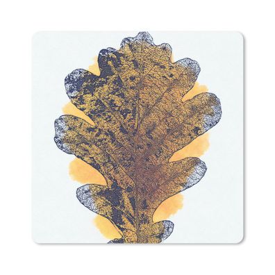 Mauspad - Aquarell - Orange - Eichenblatt - 20x20 cm