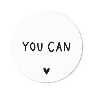 Mauspad - Englisches Zitat "You can" mit einem Herz auf weißem Hintergrund - 50x50 cm