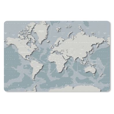 Mauspad - Weltkarte - Blau - Grau - 27x18 cm