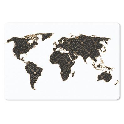 Mauspad - Weltkarte - Schwarz - Gold - 27x18 cm