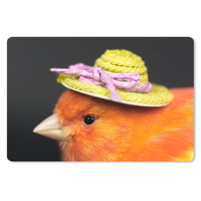 Mauspad - Vogel - Hut - Orange - 27x18 cm
