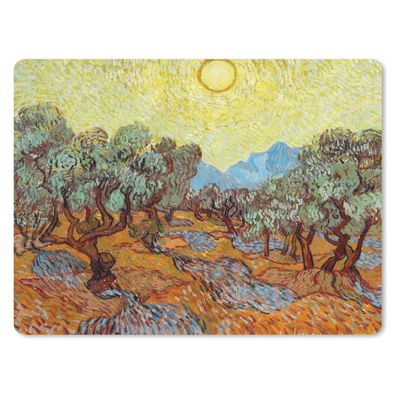 Mauspad - Olivenbäume mit gelbem Himmel und Sonne - Vincent van Gogh - 40x30 cm