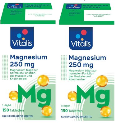 Magnesium 250 mg Gluten und Laktosefrei 2x150 Tabletten