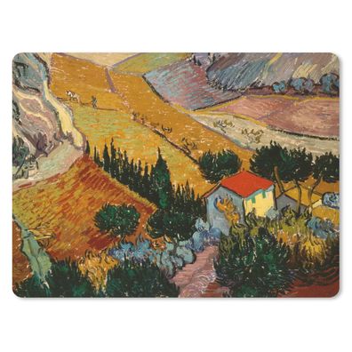Mauspad - Landschaft mit einem Haus und einem Pflüger - Vincent van Gogh - 40x30 cm