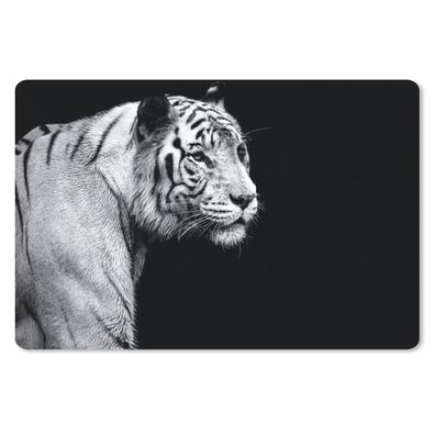Mauspad - Studio Schuss weißen Tiger auf schwarzem Hintergrund - 27x18 cm
