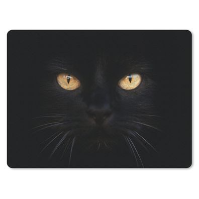 Mauspad - Nahaufnahme schwarze Katze - 40x30 cm