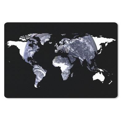Mauspad - Weltkarte - Schwarz - Weiß - Globus - 27x18 cm