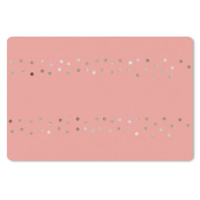 Mauspad - Muster - Rosa - Silber - Polka dots - 27x18 cm