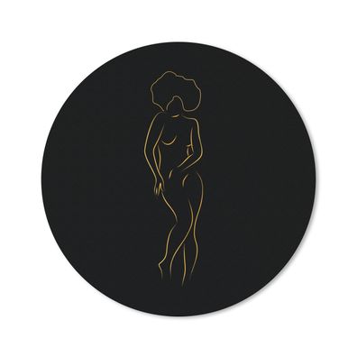Mauspad - Frau - Schwarz - Gold - Strichzeichnung - 50x50 cm