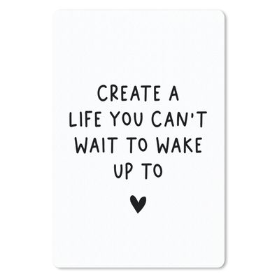 Mauspad - Englisches Zitat "Create a life you can't wait to wake up to" auf weißem Hi