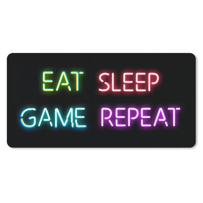 Schreibtischunterlage - Gaming - Neon - Eat sleep Spielwiederholung - 80x40 cm - Maus