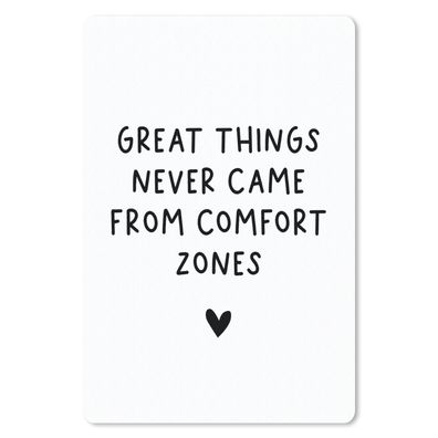 Mauspad - Englisches Zitat "Great things never came from comfort zones" auf weißem Hi