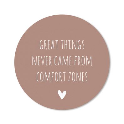 Mauspad - Englisches Zitat "Great things never came from comfort zones" auf braunem H