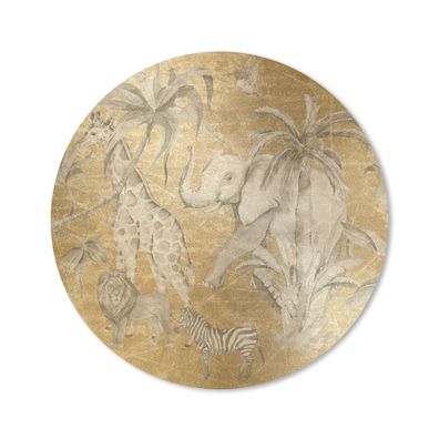 Mauspad - Palmen - Elefanten - Kinder - Gold - 50x50 cm