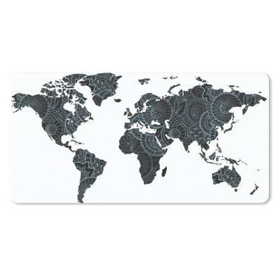 Schreibtischunterlage - Weltkarte - Mandala - Blau - 80x40 cm - Mauspad