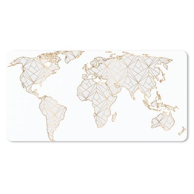 Schreibtischunterlage - Weltkarte - Linien - Gold - 80x40 cm - Mauspad