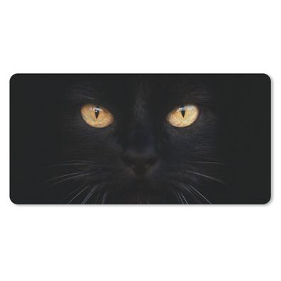 Schreibtischunterlage - Nahaufnahme einer schwarzen Katze - 80x40 cm - Mauspad