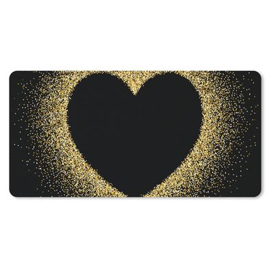 Mauspad - Goldenes Herz auf schwarzem Hintergrund - 60x30 cm