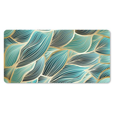 Mauspad - Goldene Wellen auf blauem Hintergrund - 60x30 cm