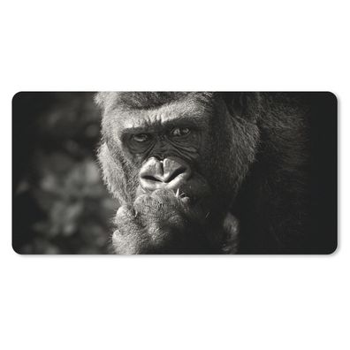 Schreibtischunterlage - Gorilla auf schwarzem Hintergrund in schwarz und weiß - 80x40