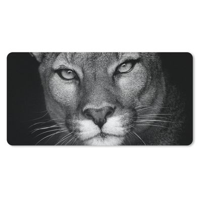 Schreibtischunterlage - Porträtfoto eines Pumas auf schwarzem Hintergrund - 80x40 cm