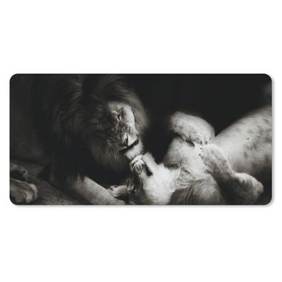 Mauspad - Löwe - Schwarz - Weiß - 60x30 cm