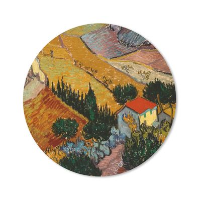 Mauspad - Landschaft mit einem Haus und einem Ackerbauern - Vincent van Gogh - 50x50
