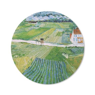 Mauspad - Landschaft mit Kutsche und Zug - Vincent van Gogh - 50x50 cm