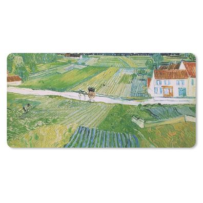 Schreibtischunterlage - Landschaft mit Kutsche und Zug - Vincent van Gogh - 80x40 cm