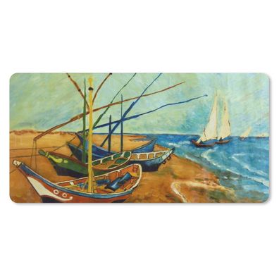 Schreibtischunterlage - Fischerboote am Strand - Vincent van Gogh - 80x40 cm - Mauspa