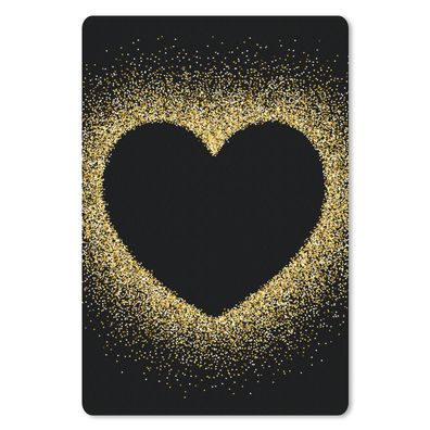 Mauspad - Goldenes Herz auf schwarzem Hintergrund - 40x60 cm