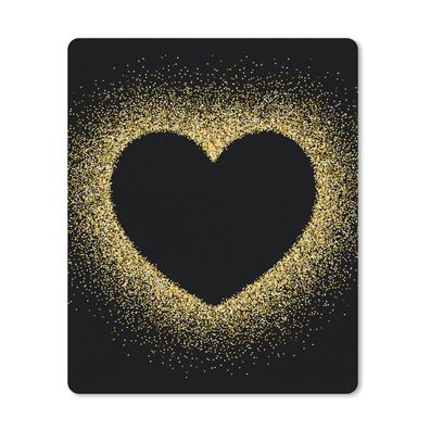 Mauspad - Goldenes Herz auf schwarzem Hintergrund - 30x40 cm