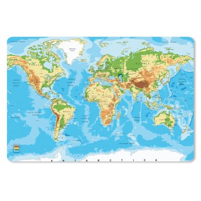 Schreibtischunterlage - Weltkarte - Atlas - Farben - 60x40 cm - Mauspad