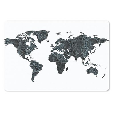Schreibtischunterlage - Weltkarte - Mandala - Blau - 60x40 cm - Mauspad