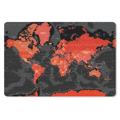 Schreibtischunterlage - Weltkarte - Rot - Schwarz - 60x40 cm - Mauspad