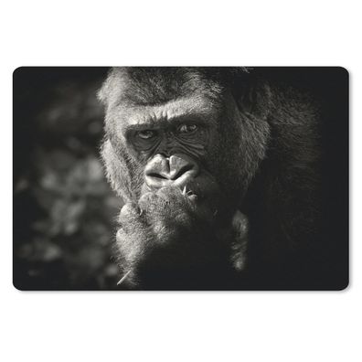 Schreibtischunterlage - Gorilla auf schwarzem Hintergrund in schwarz und weiß - 60x40