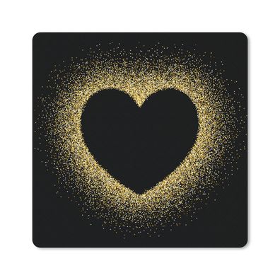 Mauspad - Goldenes Herz auf schwarzem Hintergrund - 30x30 cm