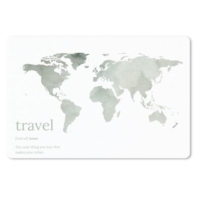 Schreibtischunterlage - Weltkarte - Zitat - Reisen - 60x40 cm - Mauspad