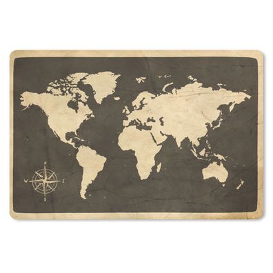 Schreibtischunterlage - Weltkarte - Kompassrose - Vintage - 60x40 cm - Mauspad