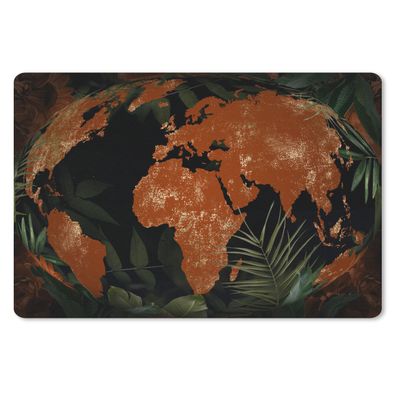 Schreibtischunterlage - Weltkarte - Pflanzen - Globus - 60x40 cm - Mauspad