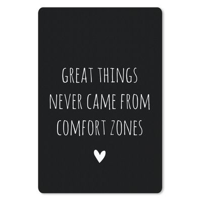 Mauspad - Englisches Zitat "Great things never came from comfort zones" auf schwarzem